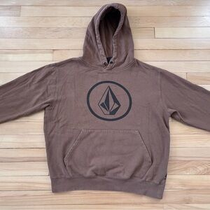 Volcom Men's Brown Crewneck Hoodie with Center Logo